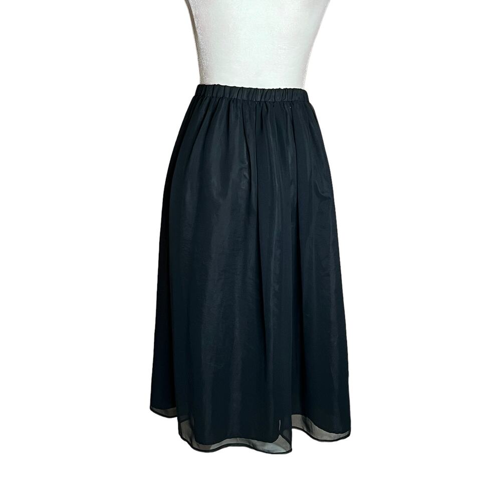 vintage Jacqueline Ferrar Tulle Chiffon Midi Skirt black sz 14 elastic